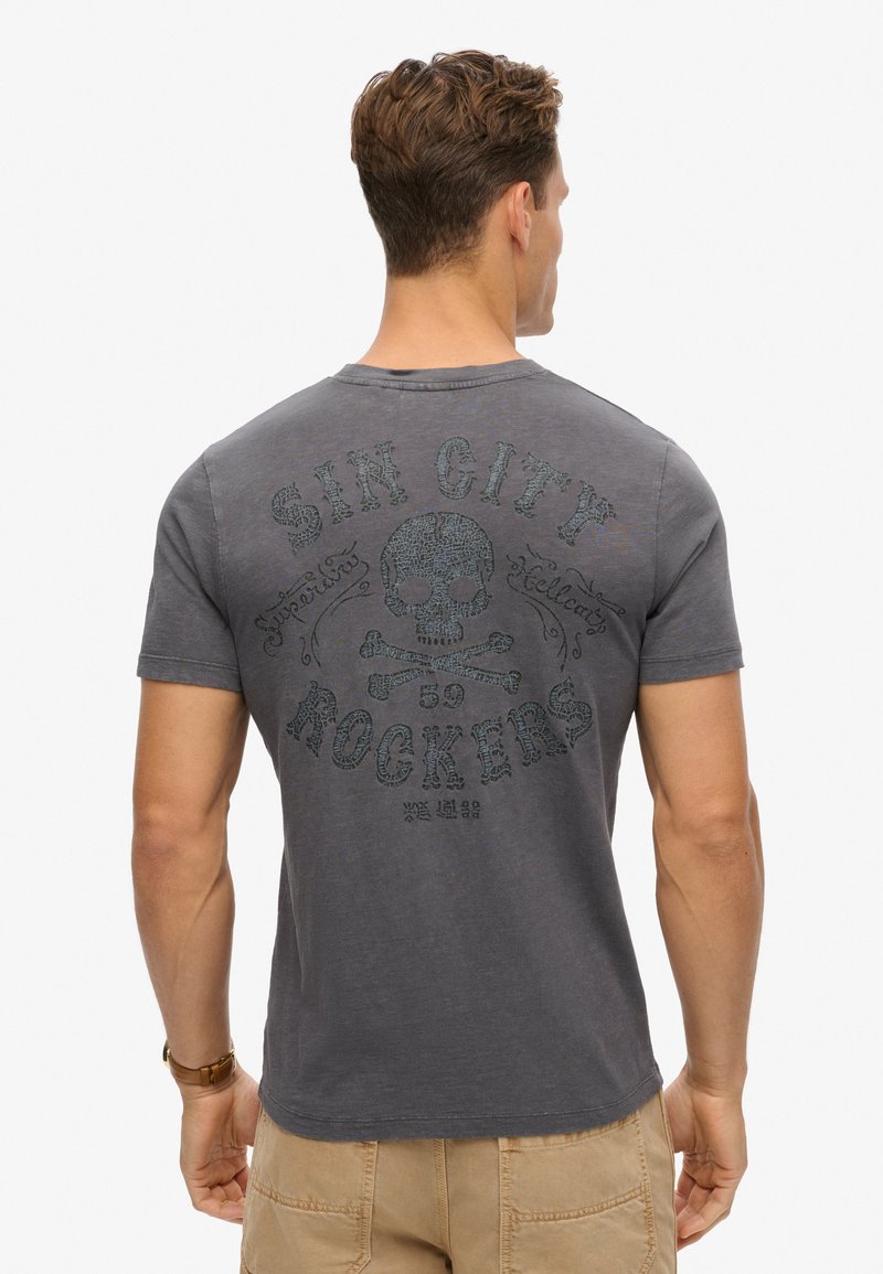 Superdry & Co RETRO ROCKER GRAPHIC - T-shirts print - charcoal grey