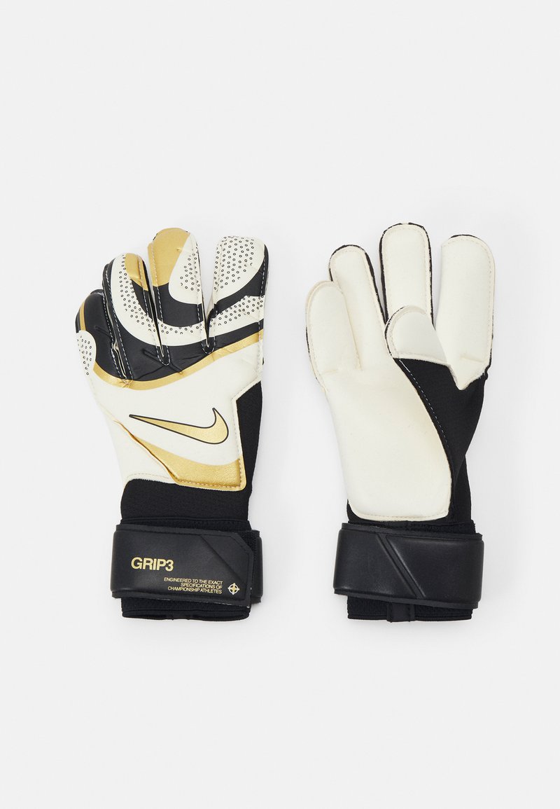 Nike Performance GRIP3 UNISEX - Brankárske rukavice - black/white/metallic gold coin