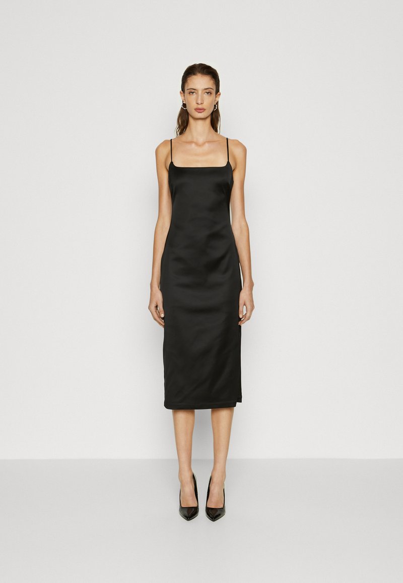 Abercrombie & Fitch SATIN SCULPT SQUARENECK MIDI DRESS Vestito