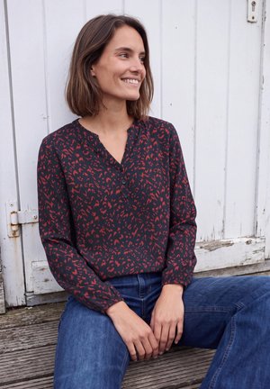 Cecil, LONG-SLEEVE TUNIC WITH SPLIT NECK AND PRINT - Blusa - urban dark blue