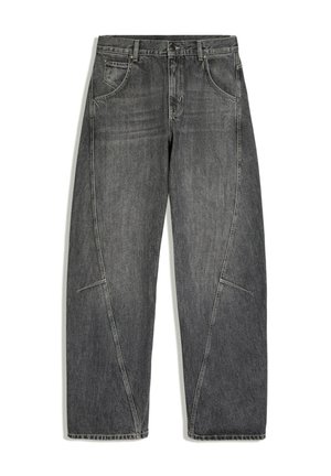 Bershka, LOW-RISE - BARREL JEANS - Wide Leg - mottled dark grey