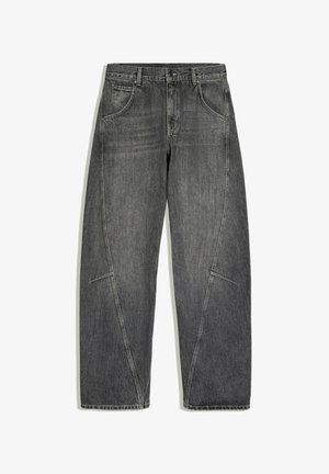 Bershka, LOW-RISE - BARREL JEANS - Wide Leg - mottled dark grey