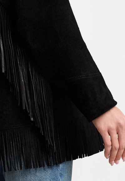 Polo Ralph Lauren FRINGE SUEDE WESTERN JACKET - Leather jacket - black