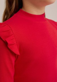 WE Fashion GERIBD MET RUCHES - Tops ar garām piedurknēm - red