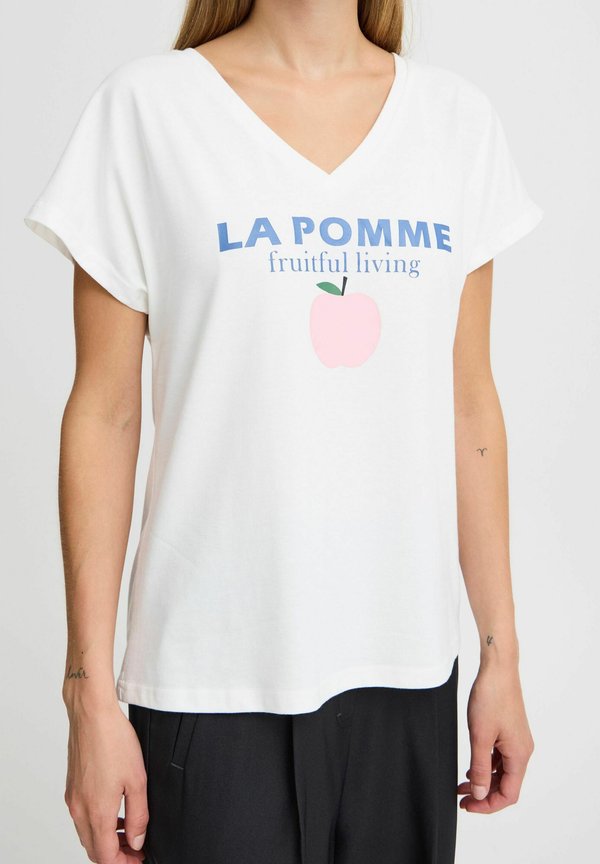 IXJANET - Print T-shirt - cloud dancer w apple2