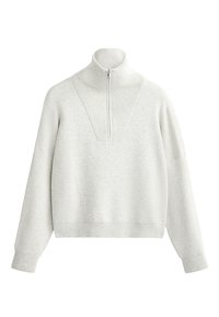 RIB KNIT HALF-ZIP - Pulóver - mottled light grey