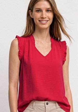 Street One, BLUSENTOP MIT V-NECK UND RÜSCHEN - Blouse - salsa red