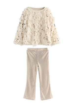 Next REGULAR FIT - SET - Sweatshirt - cream gold fluffy sequin