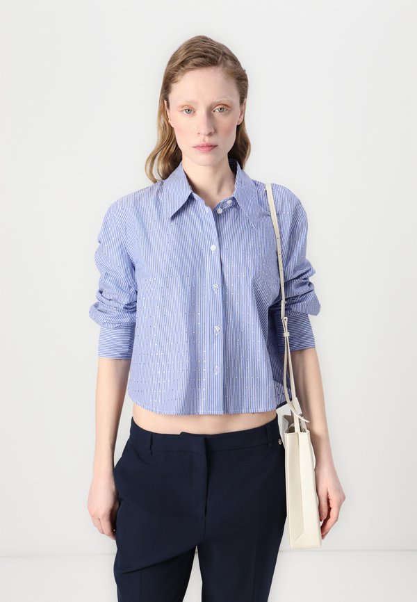 STRIPED STUDDED RHINESTONE LONG SLEEVE BUTTON FRONT SHIRT - Button-down blouse2