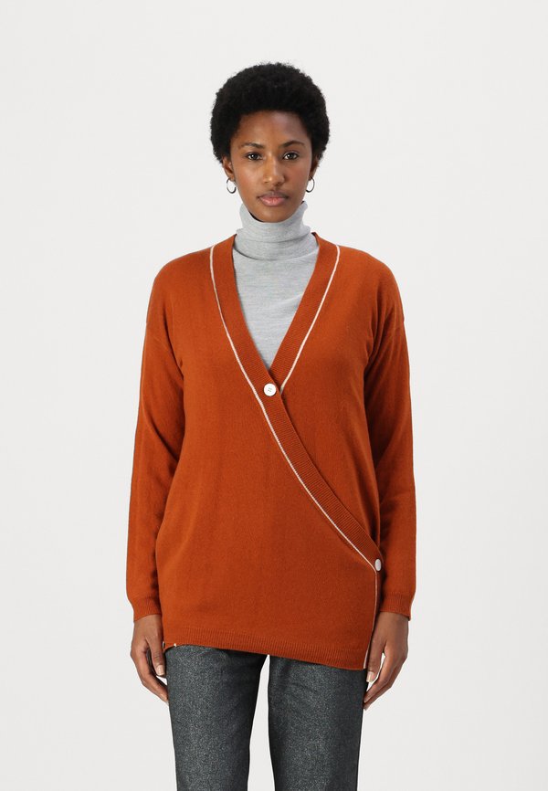 BUTTON WRAP CARDIGAN - Cardigan - orange