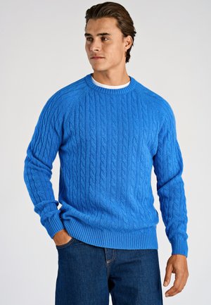 RAGLAN CABLE O-NECK - Stickad tröja - bright blue mel