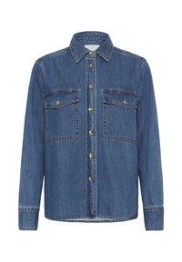 Tumed sinelshirt, millel on terav krae, esipaneelil nööbid ja kaks rinna taskut nööpklappidega. Iseloomulikud õmblusdetailid.