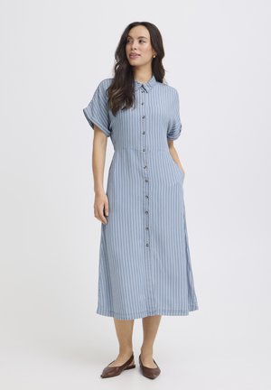 b.young, BYKOSMO BUTTON DRESS - Blusenkleid - light blue denim stripe