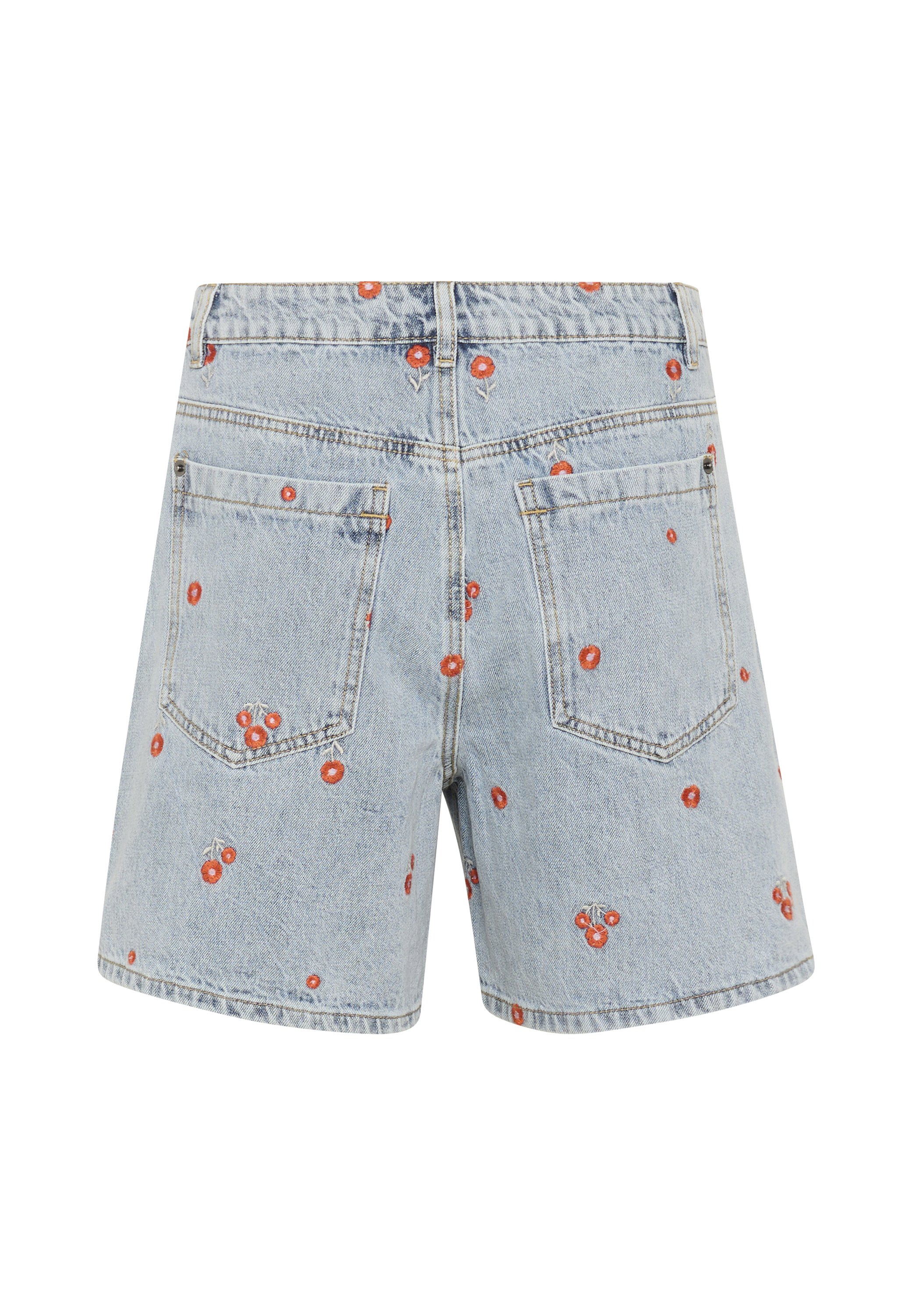 Kaffe KABABETH - Shorts di jeans - blue denim red flower emb./blu