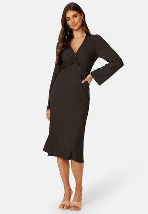 KNOT RIB DRESS - Jerseyklänning - brown