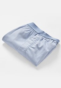 Boxers de hombre azul claro con rayas blancas, con un suave cinturón elástico grabado con "JBS OF DENMARK". Tejido de algodón suave.