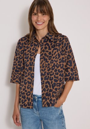 Cecil, KURZARM HEMDBLUSE AUS CORD MIT LEO-MUSTER - Skjortebluser - creamy mocha