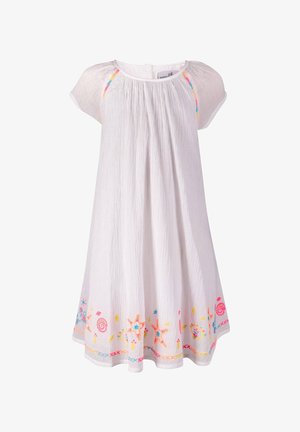 MIT SAUM STICKEREI - Day dress - white