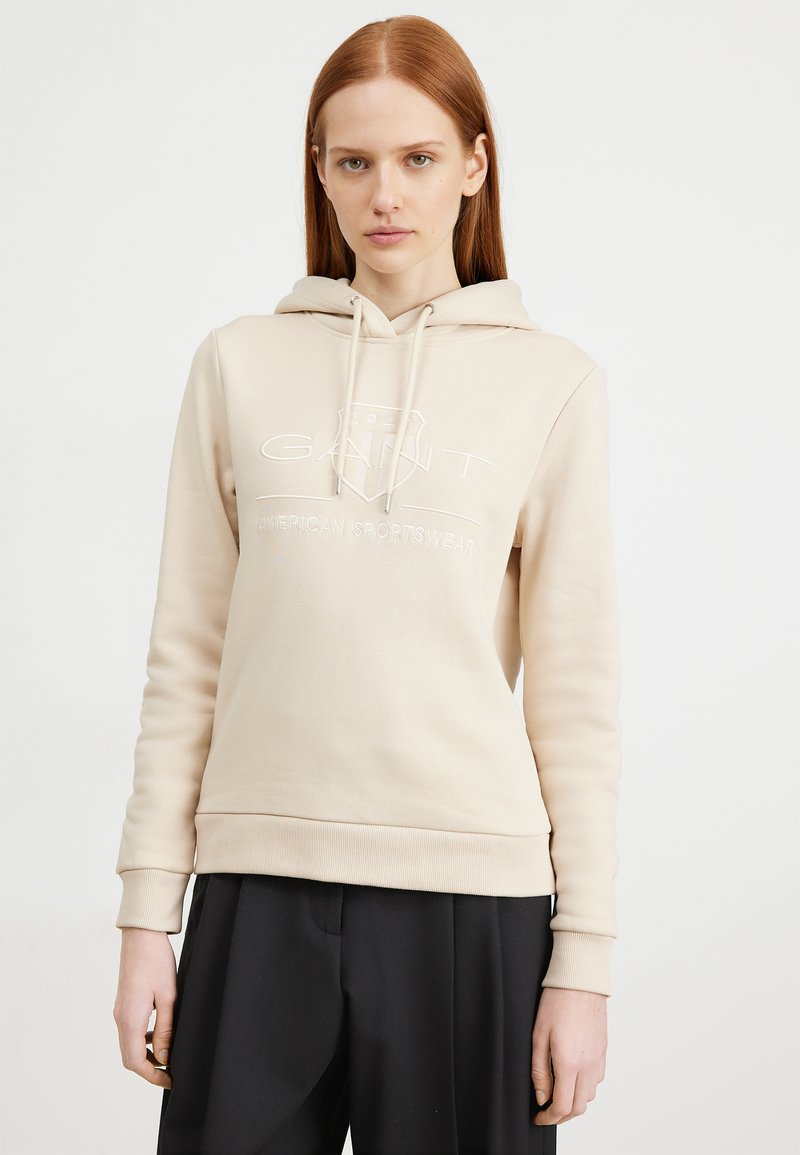 GANT - REG TONAL SHIELD - Felpa con cappuccio - soft oat, Ingrandire