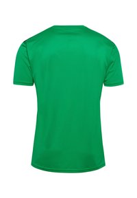 Kortærmet T-shirt i lys grøn, lavet af glat, let stof; har en rund halsudskæring og et enkelt, udekoreret design.