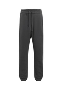 Mørkegrå sweatpants lavet af en blød bomuldsblanding, med elastisk talje og snor, tætsiddende manchetter og diskret logo detaljer på siden.