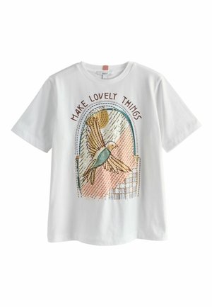 REGULAR FIT -  SHORT SLEEVE CREW NECK  - Tricou cu imprimeu - white embroidered bird graphic