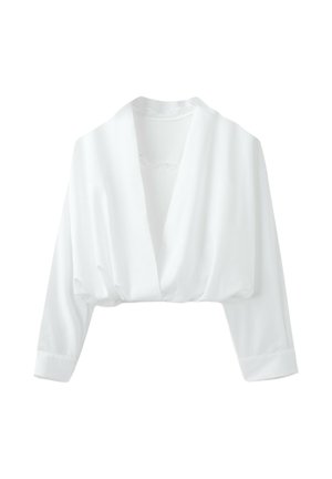Stradivarius, MIXED FABRIC BALLOON SHIRT - Blouse - white