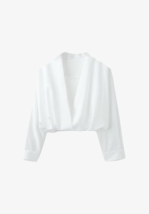 Stradivarius, MIXED FABRIC BALLOON SHIRT - Blouse - white