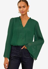 Love & Roses PLEATED V NECK FLUTE SLEEVE - Blūze - green