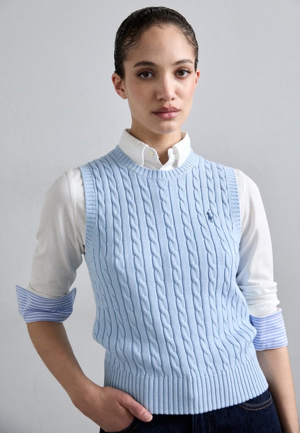 CABLE KNIT COTTON SWEATER VEST - Top - cold springs