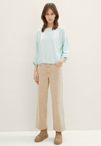 TOM TAILOR DENIM STRUCTURED STRIPE - Langarmshirt - small mint white stripe