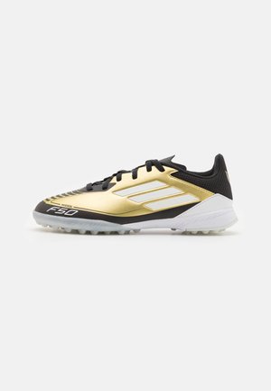 adidas Performance F50 LEAGUE MESSI TURF KIDS - Botines de fútbol para césped - gold metallic/footwear white/core black