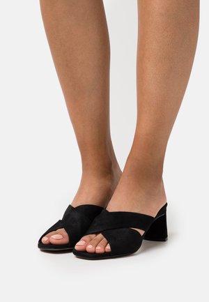 Heeled mules - black