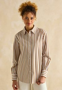 Tom Joule AMILLA LONGLINE - Button-down blouse - tan white stripe