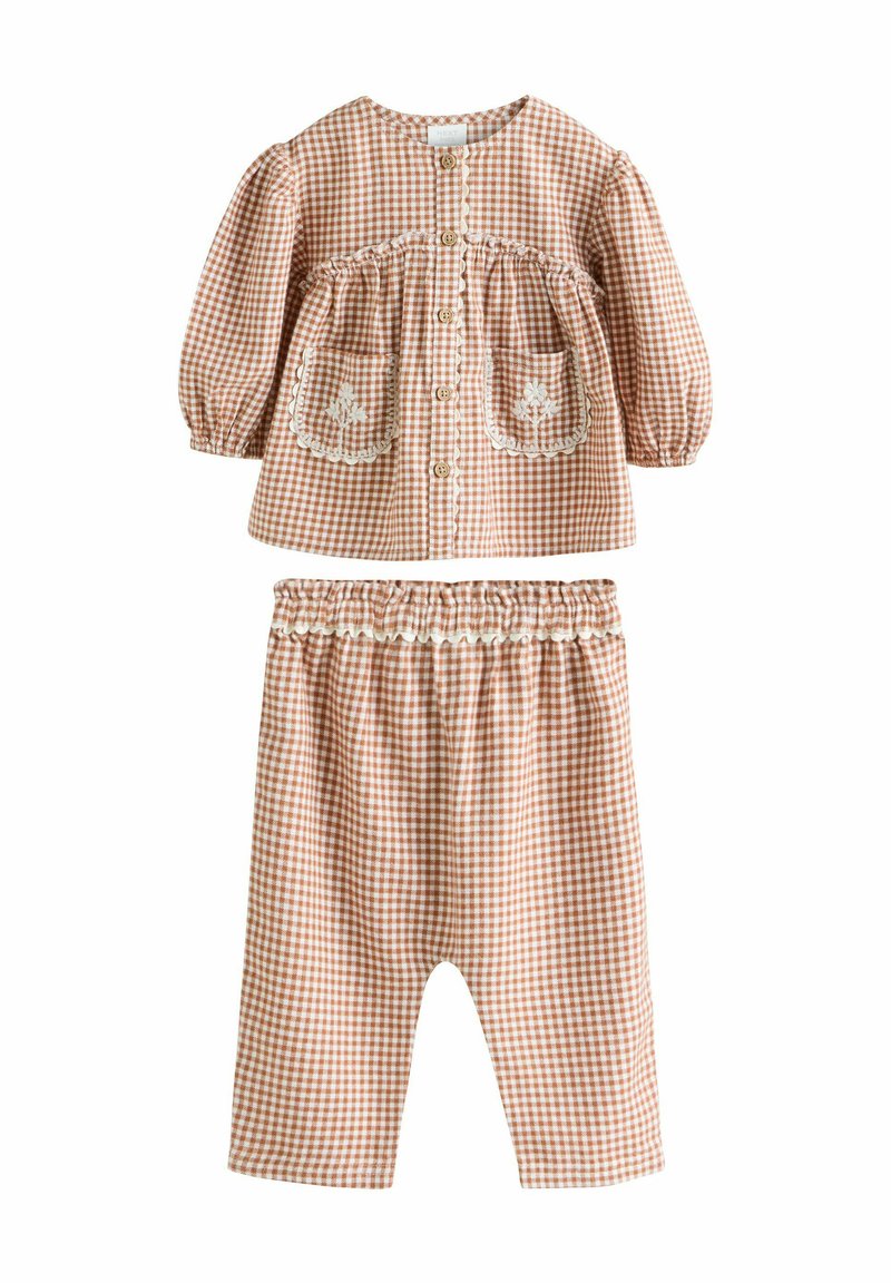 Next REGULAR FIT - LONG SLEEVE 2 PIECE SET - Bluse - rust brown gingham