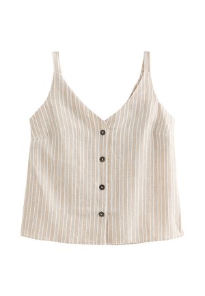 New Look, STRIPE BUTTON CAMI V NECK TOP - Top - off white