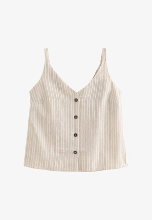 New Look, STRIPE BUTTON CAMI V NECK TOP - Top - off white