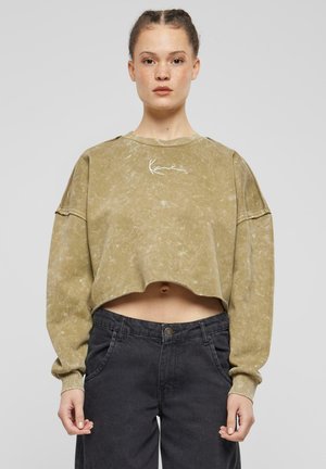 SIGNATURE CROP CREW - Športni pulover - olive