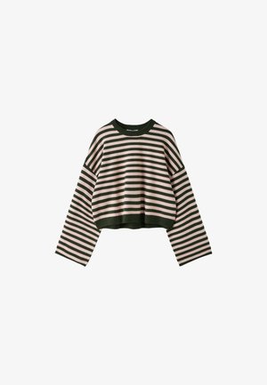 Stradivarius, WIDE SLEEVE CROPPED KNIT JUMPER - Trui - khaki
