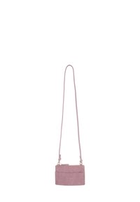 Ružová kordurová crossbody taška s dlhým popruhom, zipsom, prednou kapsou a decentným logom. Kompaktný obdĺžnikový tvar.