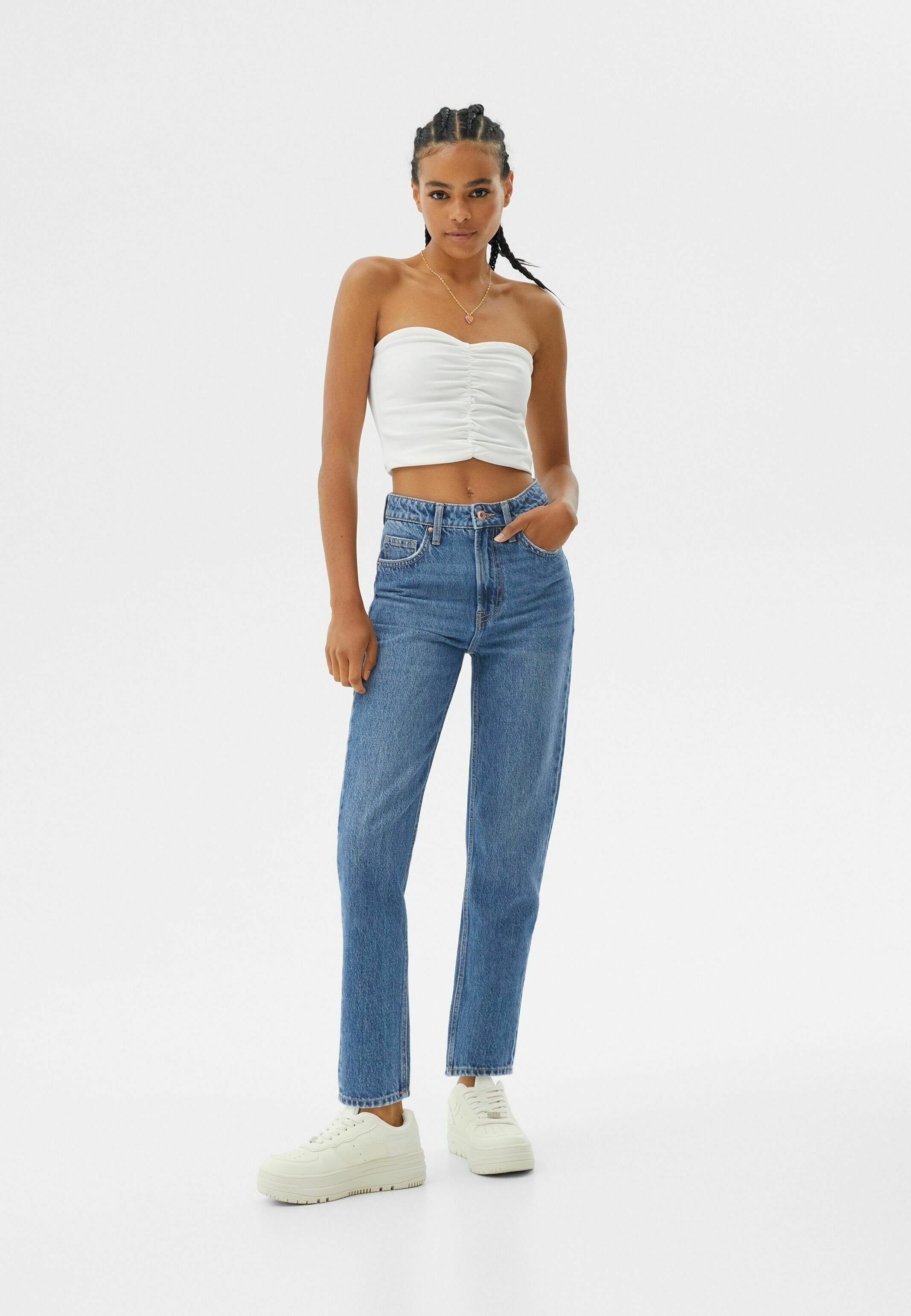 Bershka MOM - Straight leg jeans - dark 