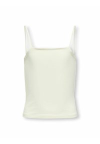 Débardeur blanc avec des fines bretelles réglables et une coupe ajustée. Fabriqué à partir d'un tissu lisse et extensible. Sans motifs ni embellissements supplémentaires.