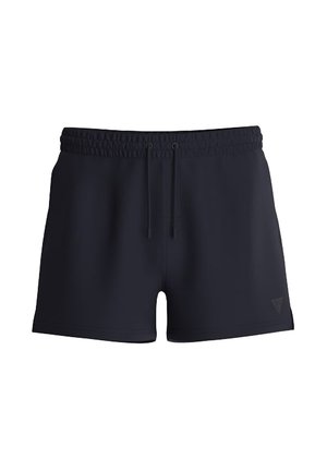 Short de bain noir pour homme avec taille élastique et cordon de serrage à l'avant, design simple et petit logo sur la partie inférieure droite de la jambe.