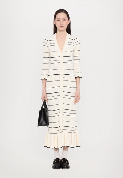 sandro ROBE FRILL POIGNET RAYURES - Freizeitkleid - ecru
