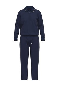 Marine trainingspak met een ritsjack met een ribbelkraag en contrasterende afwerking, gecombineerd met elastische taillebroek en zijzakken.