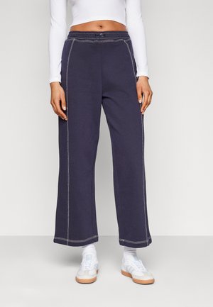 LOOK WIDE LEG JOGGERS WITH CONTRAST STITCHING - Tracksuit bottoms - dark blue