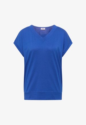 Cecil, SHORT-SLEEVE SHIRT WITH V-NECK IN A SOLID COLOR, błękit królewski