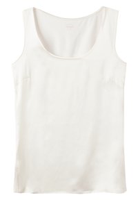 Witte mouwloze tanktop gemaakt van gladde stof. Kenmerkt een ronde halslijn en een kleine zijsplit, met minimale stikdetails.