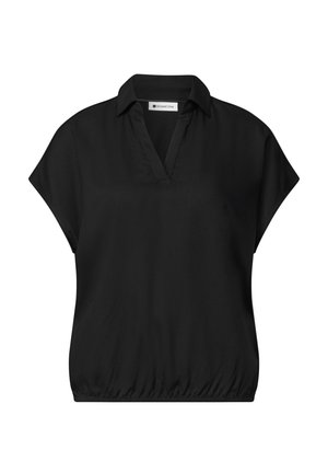 Street One, BLUSENSHIRT MIT HEMDKRAGEN UND ELASTIKSAUM - Pikeepaita - black