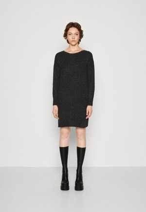 Vero Moda VMDOFFY BOATNECK DRESS - Strikket kjole - black/melange